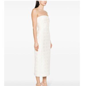 Emilia Wickstead White Lowre Check Tweed Midi Dress US size 6 NWT wedding